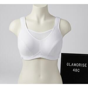 Glamorise 48C Sports Bra White Magic Lift High Impact Wireless Support CH991